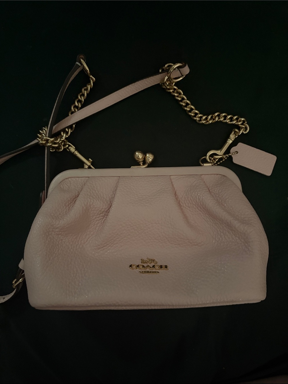 Coach Blush Pink Pebbled Leather Crossbody with Gold Hardware